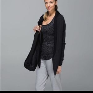 Lululemon Cabin Yogi Wrap Heathered Black Gray Womens Size 8 Open Cardigan Yoga